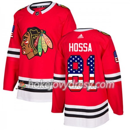 Pánské Hokejový Dres Chicago Blackhawks Marian Hossa 81 2017-2018 USA Flag Fashion Černá Adidas Authentic